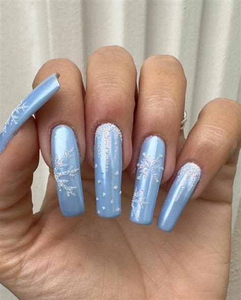 Ice Blue Snowflake Nails