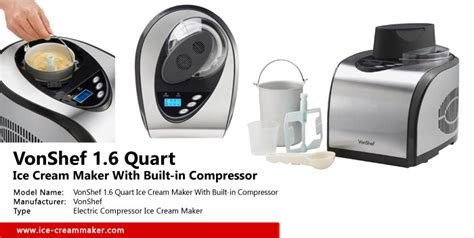 Ice Cream Maker With Compressor By Vonshef