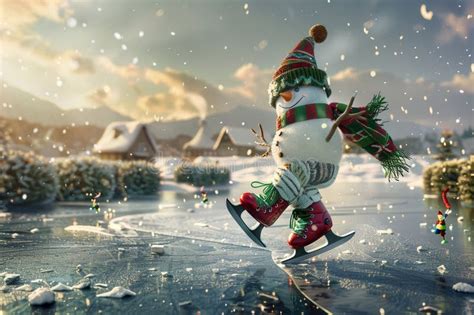 Ice Skating Snowman