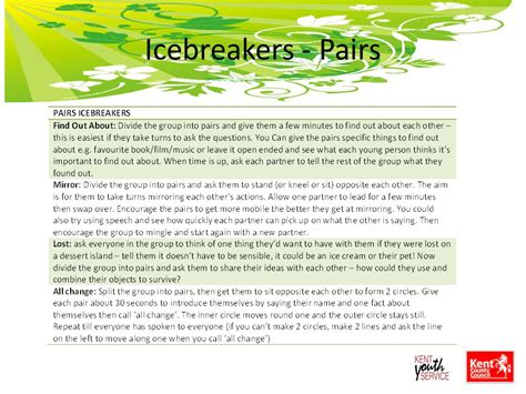 Icebreakers In Pairs