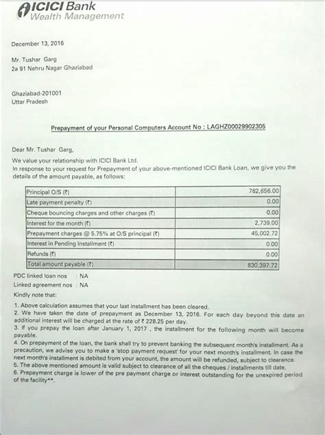 icici car loan foreclosure charges
