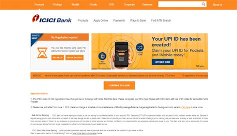 icici net banking login page