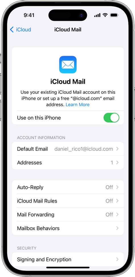 iCloud Email Settings