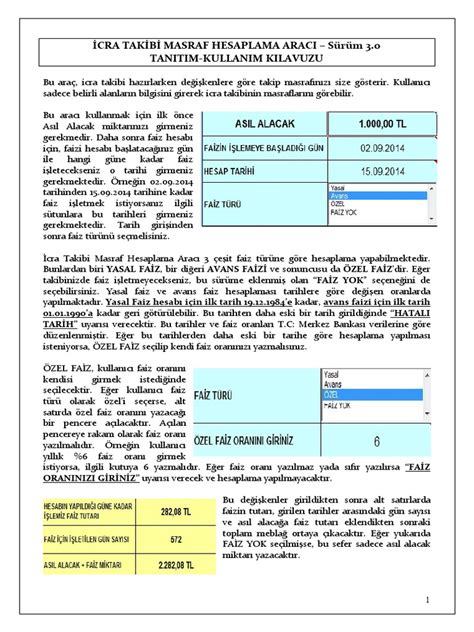 icra takibi yasal faiz hesaplama