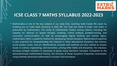 icse class 7 maths syllabus