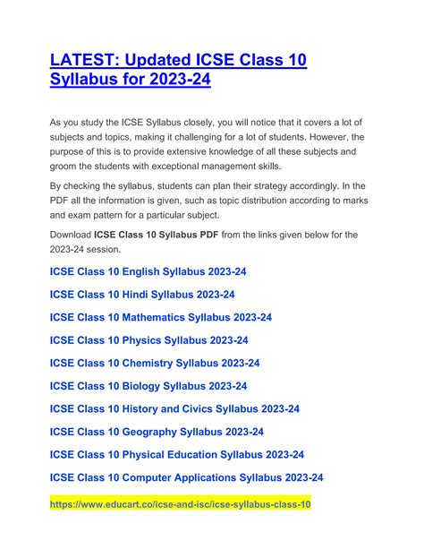 icse syllabus 2023-24