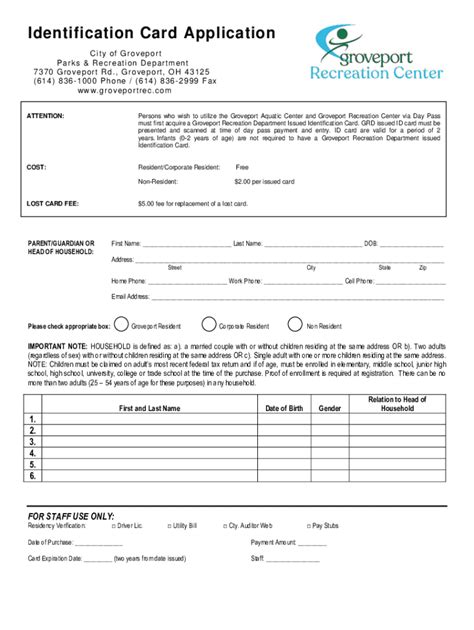 Id Card Application Form Pdf