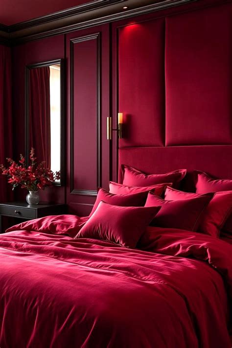 Stunning bedroom in red and black leaves you spellbound
