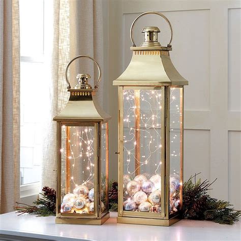 Lantern decorated with lights and silk flowers Decorative night