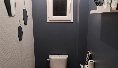 rénovation du wc avec du carrelage gris foncé de deux