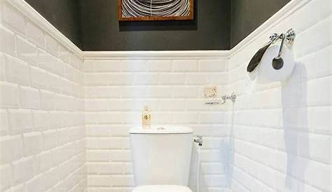 Idee Deco Wc Noir Et Blanc Décoration Toilette Avec Papier Peint En