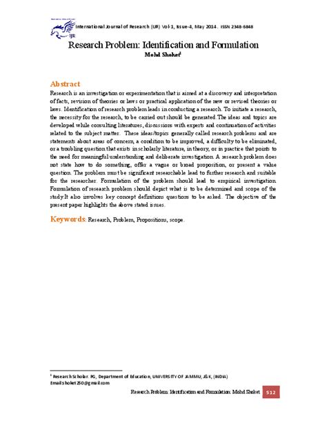 identification and formulation of research problem pdf notes