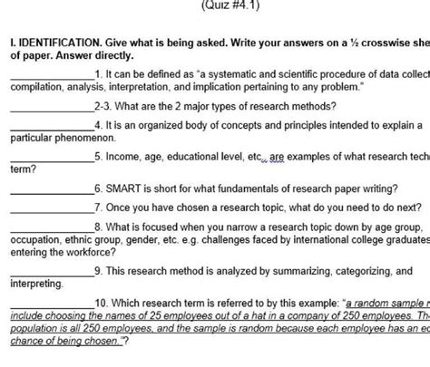 Identification Example Question