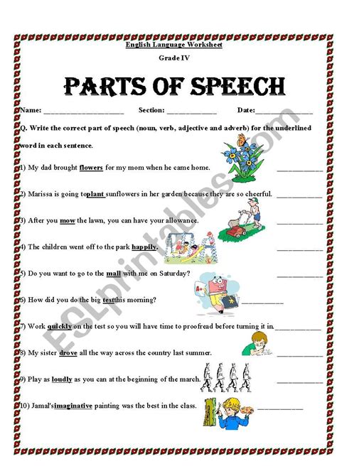 identify part of speech worksheet pdf
