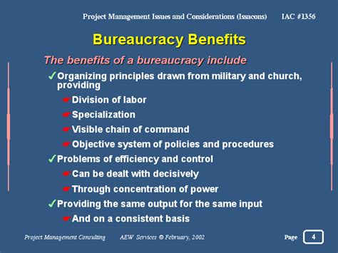 identify the benefits of bureaucracy