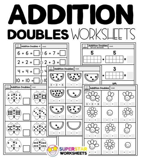 Identifying Doubles Kindergarten Worksheets