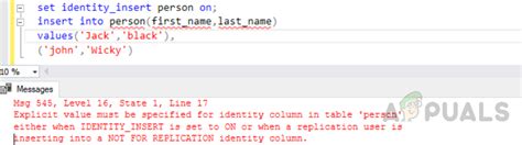 Identity Insert Error