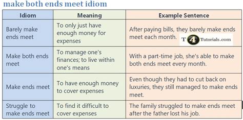 Idiom Make Ends Meet Example Sentence