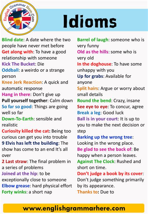 idiomatic expression meaning in english with examples