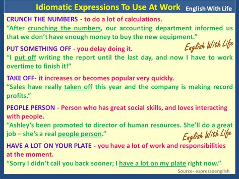 idiomatic expressions about work