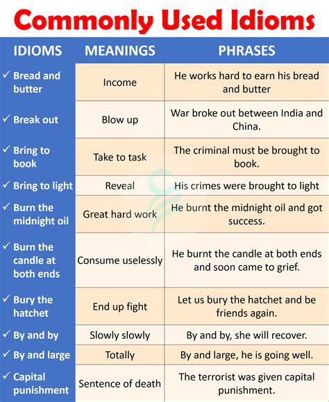idioms with examples sentences