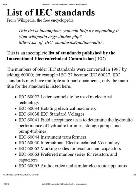 iec standards list