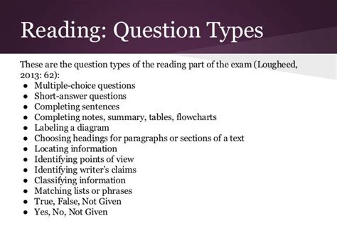 ielts academic reading question types