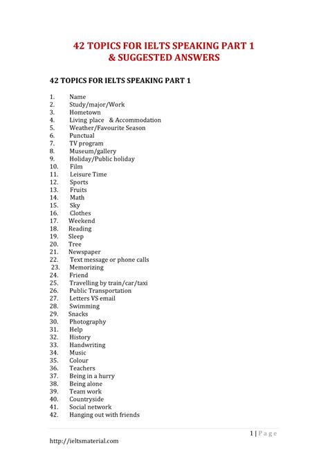 ielts academic speaking topics with answers