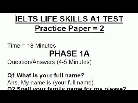 ielts life skills a1 exam format