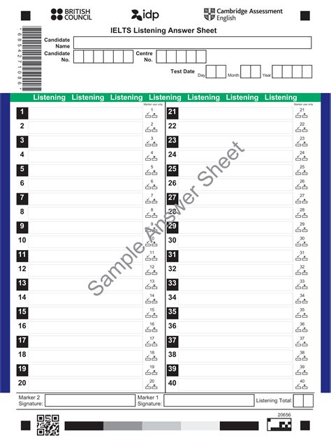 ielts listening answer sheet sample pdf