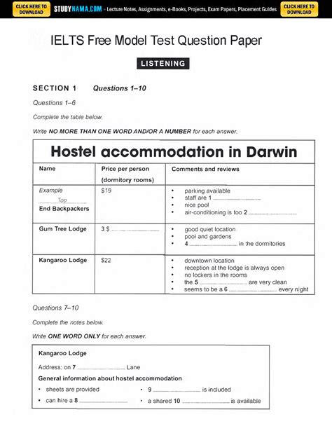 ielts model test paper