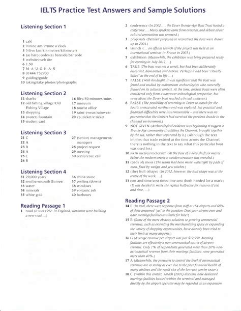 ielts sample test with answers