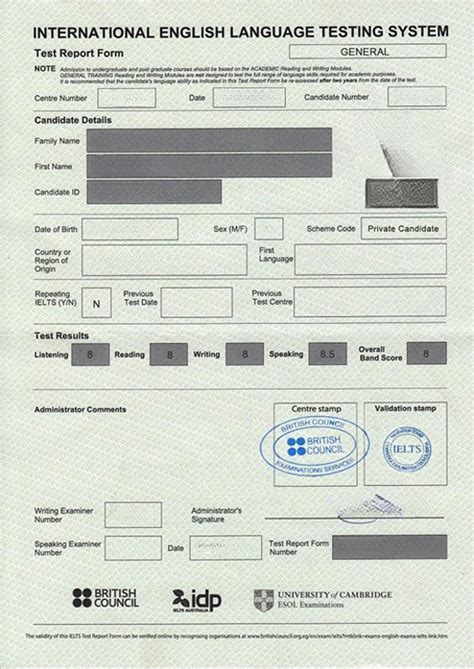 ielts score report