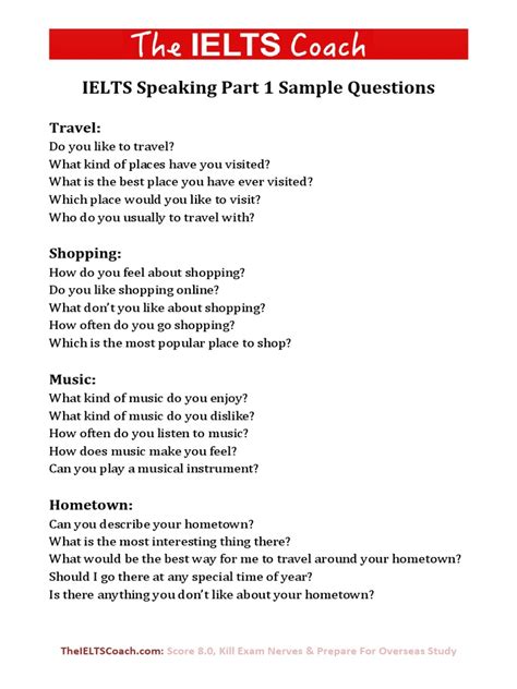 ielts speaking part 1 sample questions and answers pdf