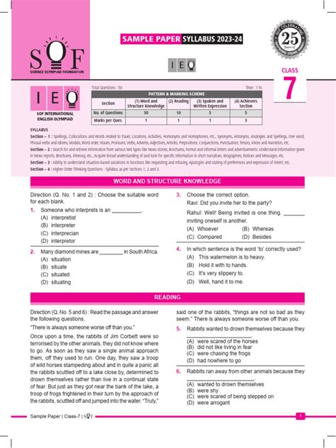 ieo sample papers for class 7 with answers pdf download