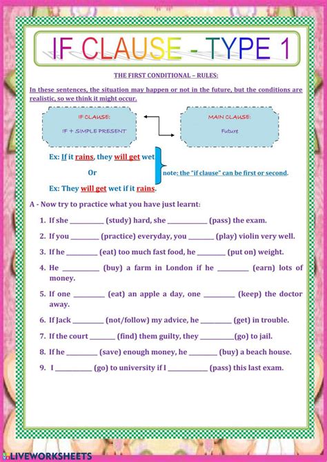 if clause type 1 exercises with answers pdf free