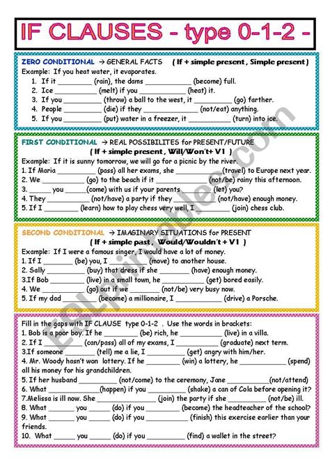 if clause type 2 and 3 exercises pdf