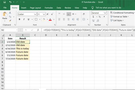 if date statement in excel