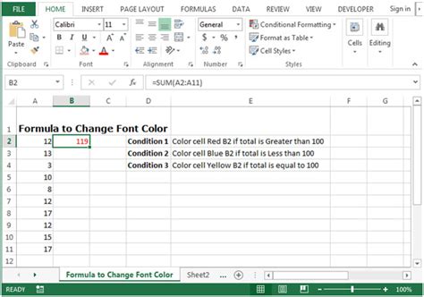 if statement in excel with text color