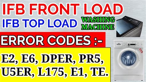Ifb Front Load Washing Machine Error Code E4