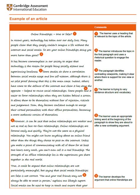 igcse article writing examples pdf