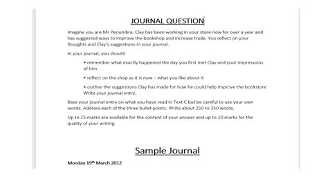 igcse english journal writing examples