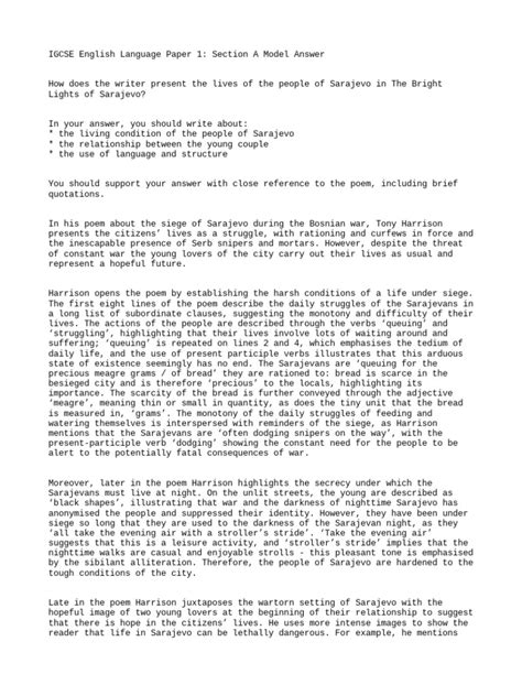 igcse english language sample answers