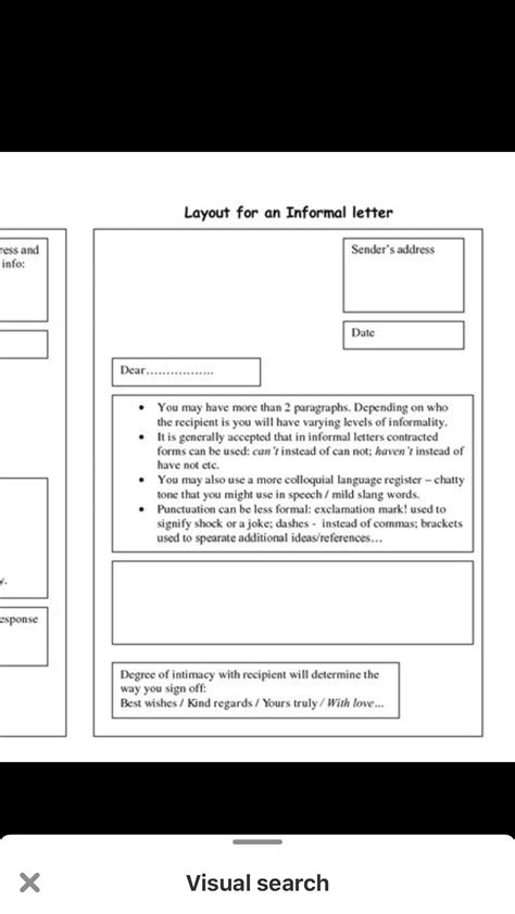igcse informal letter format