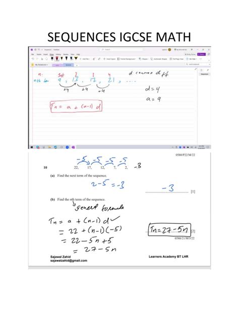 Igcse Maths Sequences Worksheet