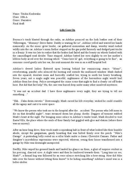 igcse narrative writing examples pdf
