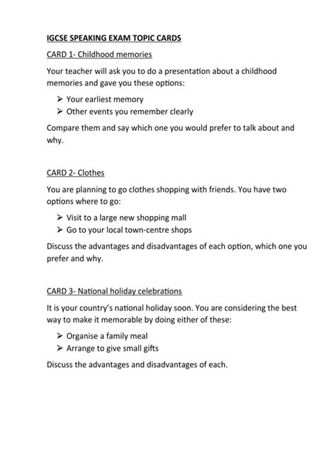 igcse speaking topics 2025 pdf