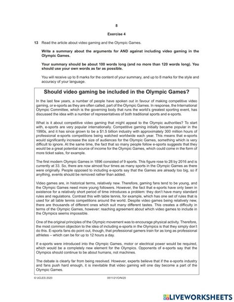 igcse summary writing exercises with answers