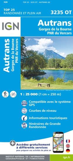 Carte ign Autrans Bourne Vercors 1 € la livraison
