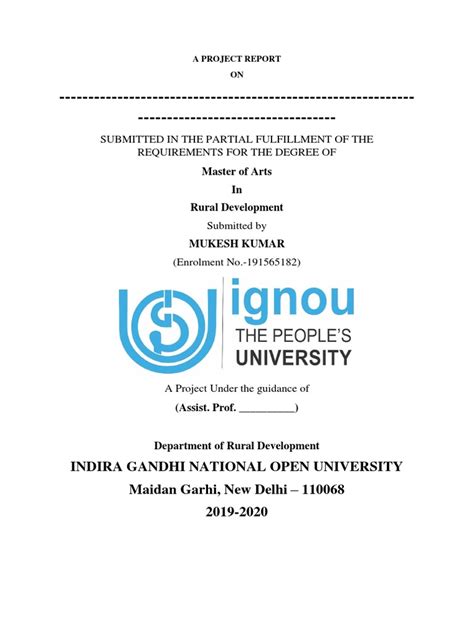 ignou dissertation front page sample pdf